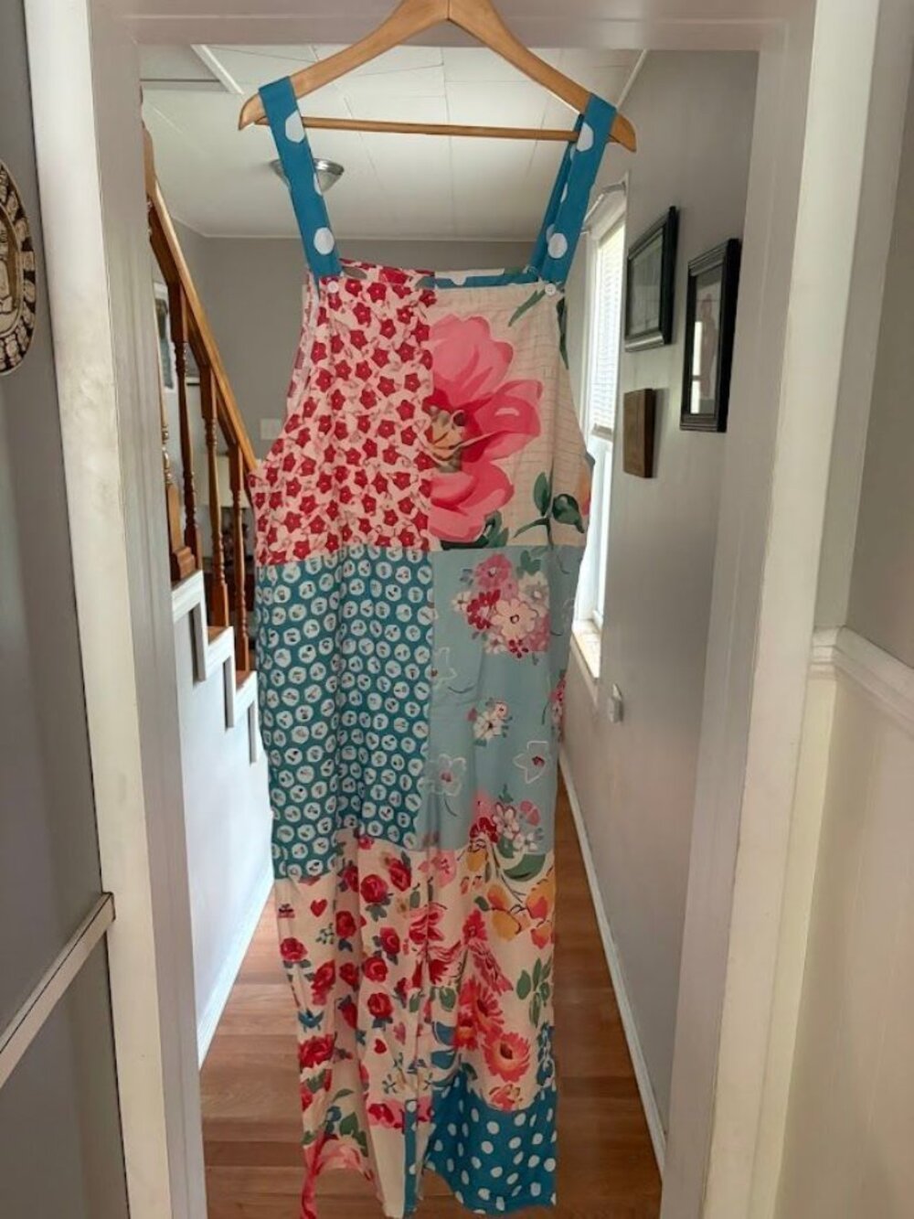 Women's Overalls-Floral Patchwork Pattern